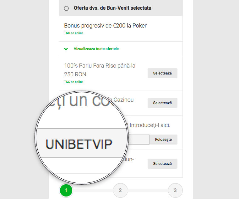 Unibet înregistrare - cod bonus