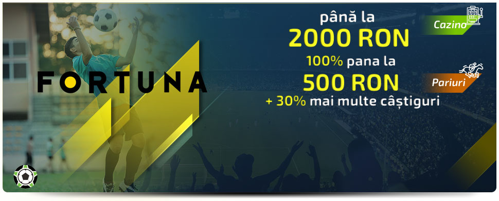 Cod Promoțional Fortuna 2019 - 100% până la 500 RON + Bonus 2000 RON