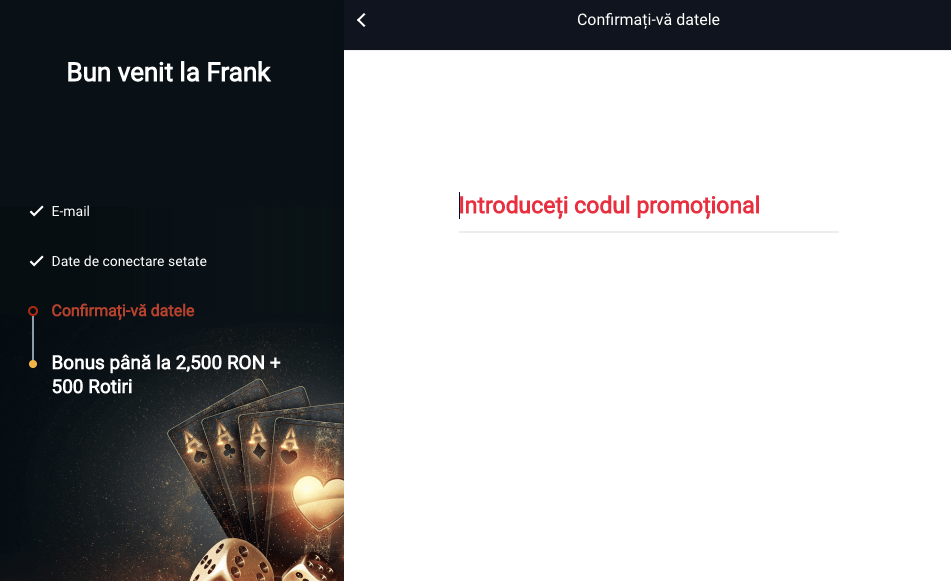 cod promoțional Frank Casino