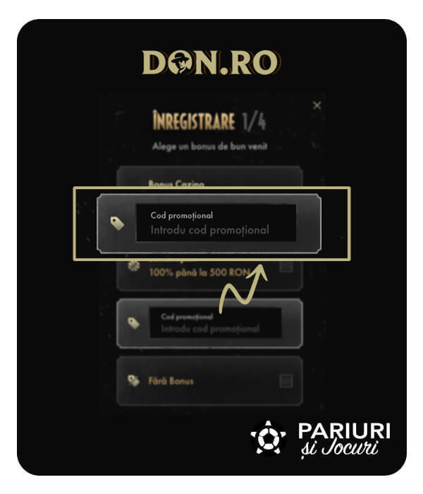 înregistrare cu cod promoțional don.ro