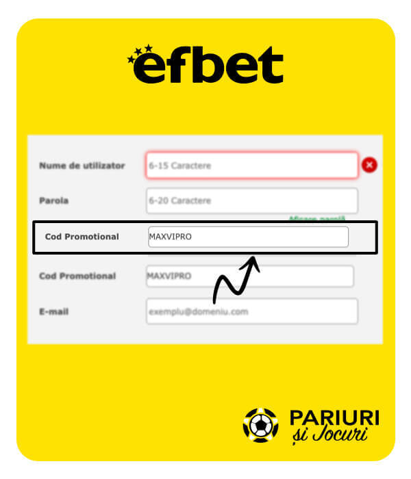 înregistrare cu cod promoțional efbet