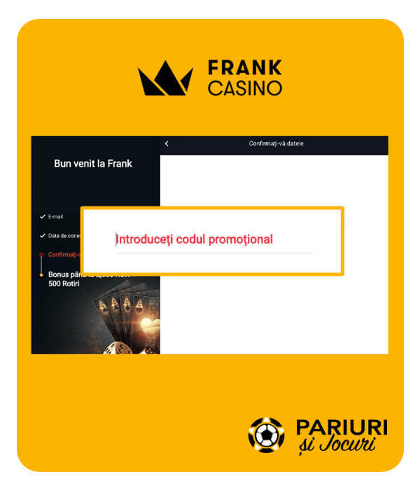 înregistrare cu cod promoțional frank casino
