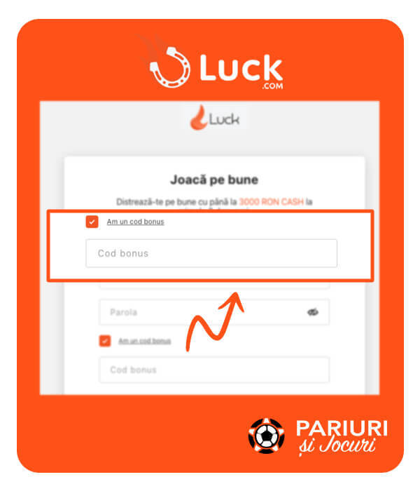 înregistrare cu cod bonus luck casino